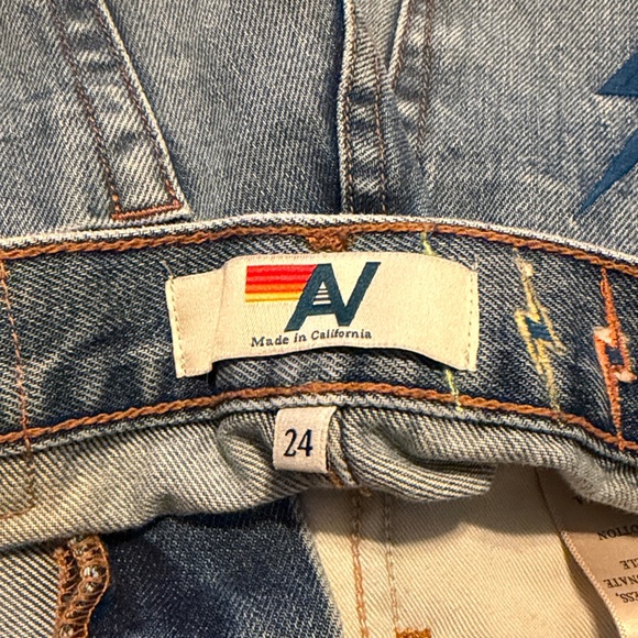 Aviator Nation High-Rise Denim Jean Lightning Bolt Shorts - Size 24 - Picture 4 of 7